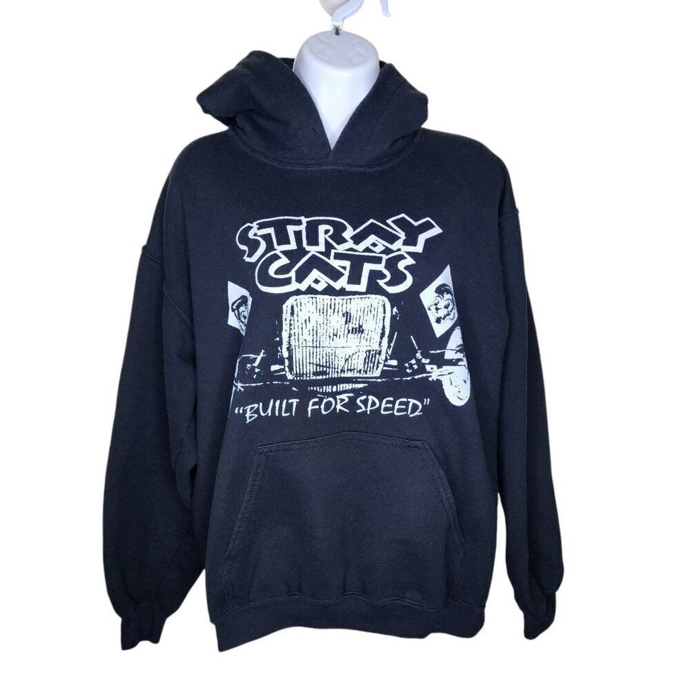 Stray Cats Built For Speed Pullover Hooded Hoodie Sweatshirt Womens L Black